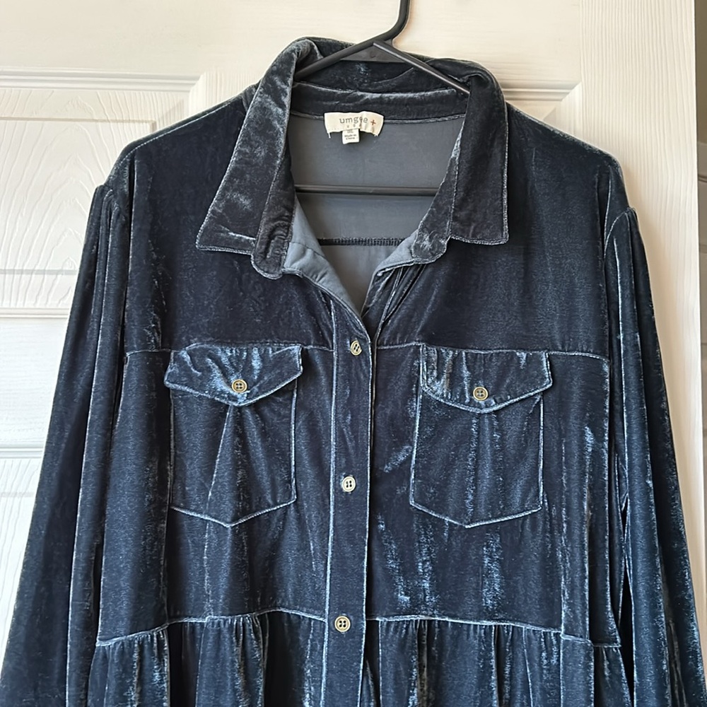Umgee+ Velvet Blue/slate gray Dress, size 1XL